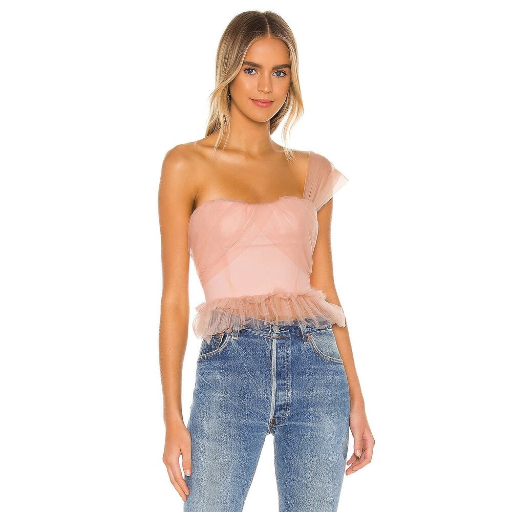 Balletcore Pink Strapless Tulle Bustier Top Ruffle Corset Crop S NWT NBD Revolve